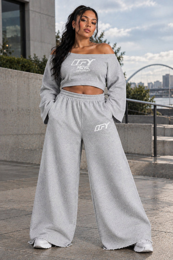 Raw Edge Wide Leg Sweatpants
