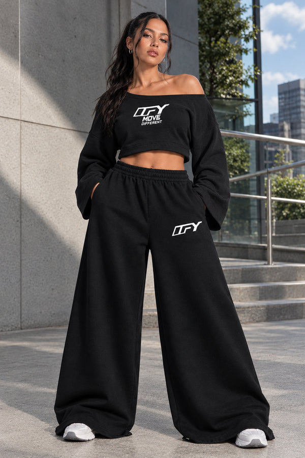 Raw Edge Wide Leg Sweatpants