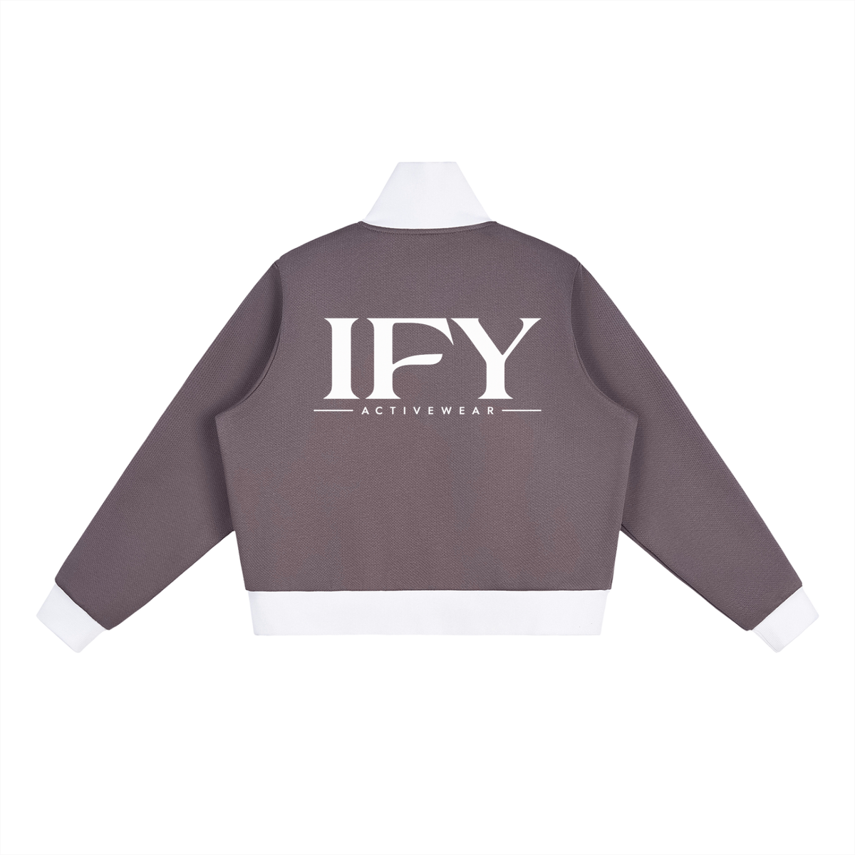 Contrast Side Stripe Fleece Cropped Track Jacket