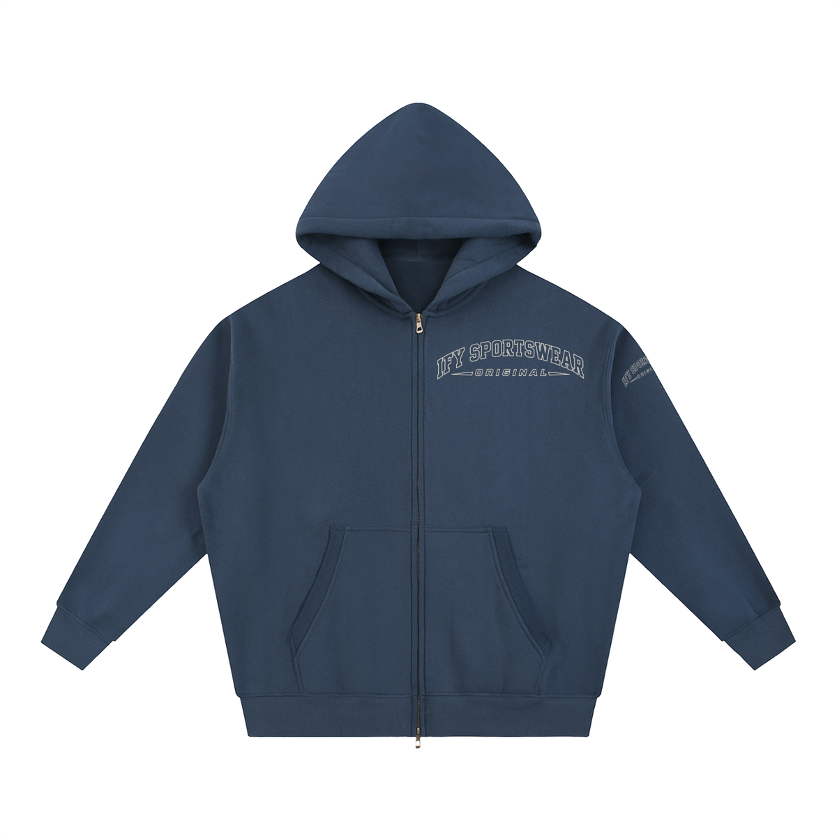 Oversized Two-Way Zip Fleece Hoodie