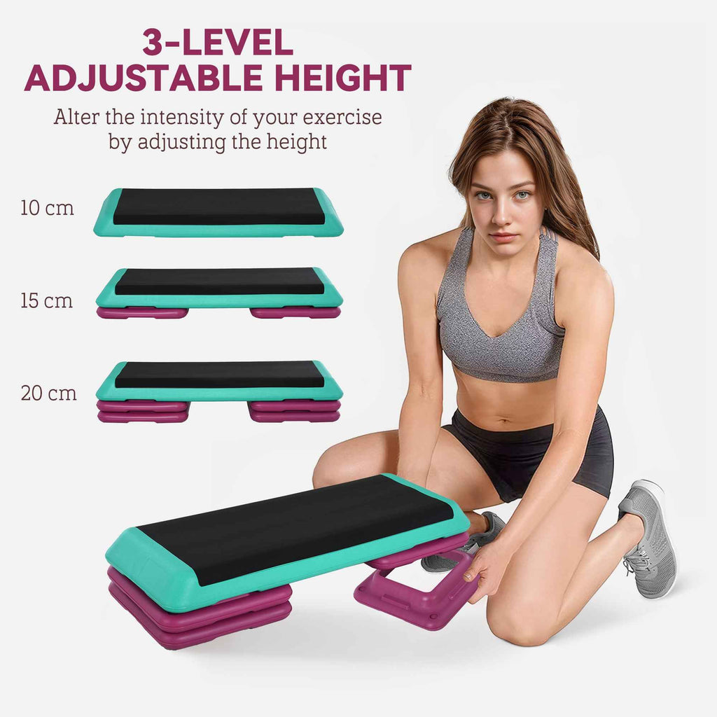3-Level Aerobic Step 10/15/20cm Steppers For Exercise Workout W/ Non-Slip Top Compact Stepper Home Office Indoor Outdoor Fitness Equipment