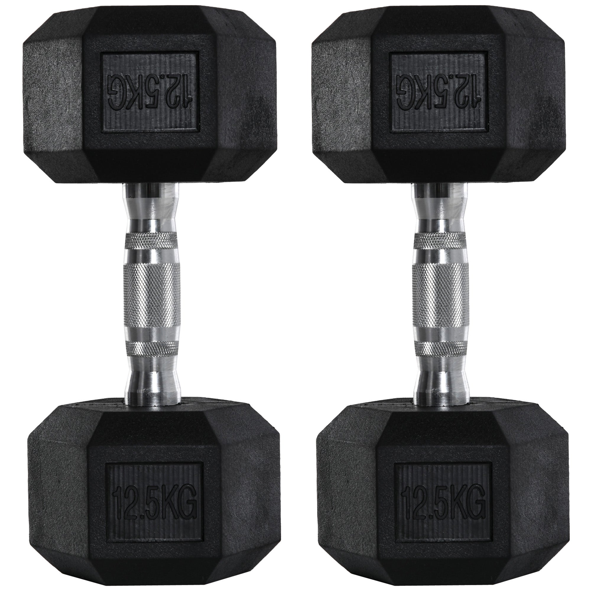 2x12.5kg Rubber Hex Dumbbell Portable Hand Weights Dumbbell Home Gym Workout Fitness Hand Dumbbell