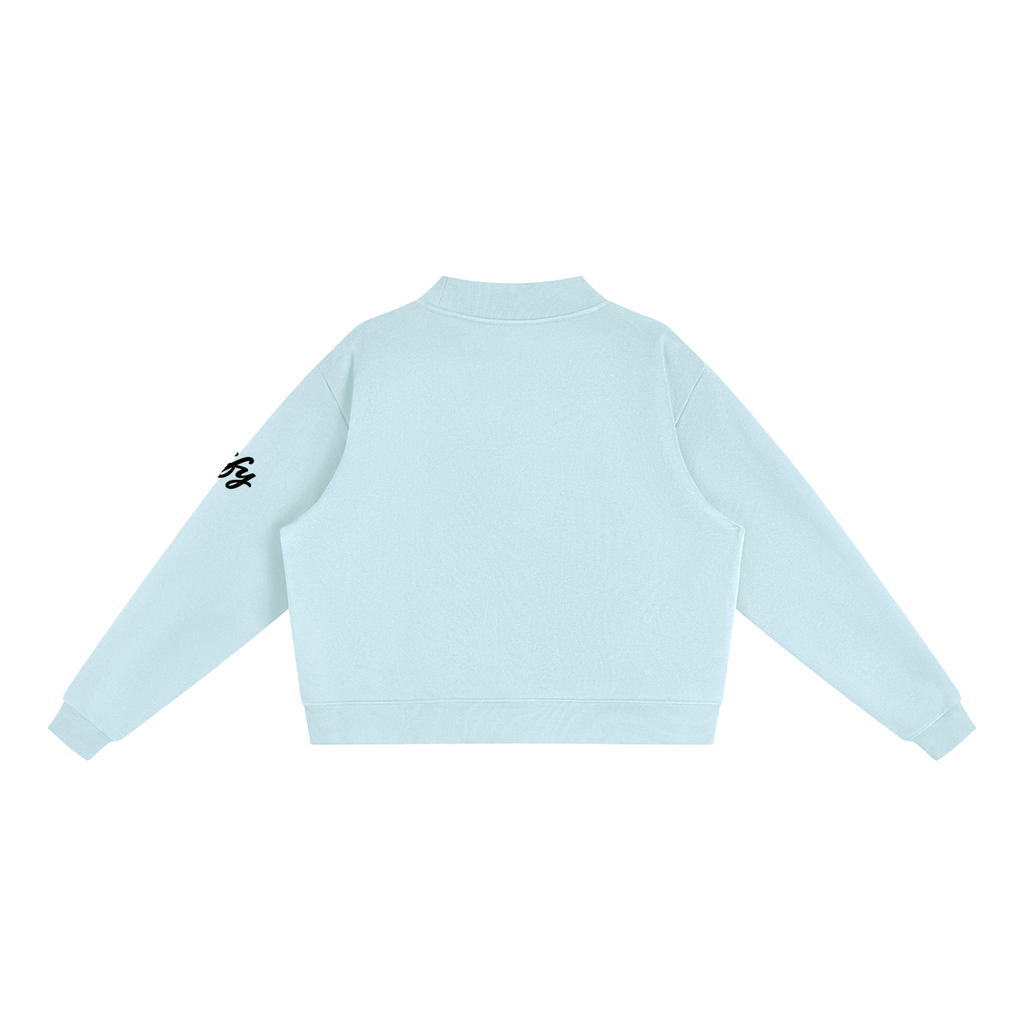 Oversized Mock-Neck Fleece Sweatshirt