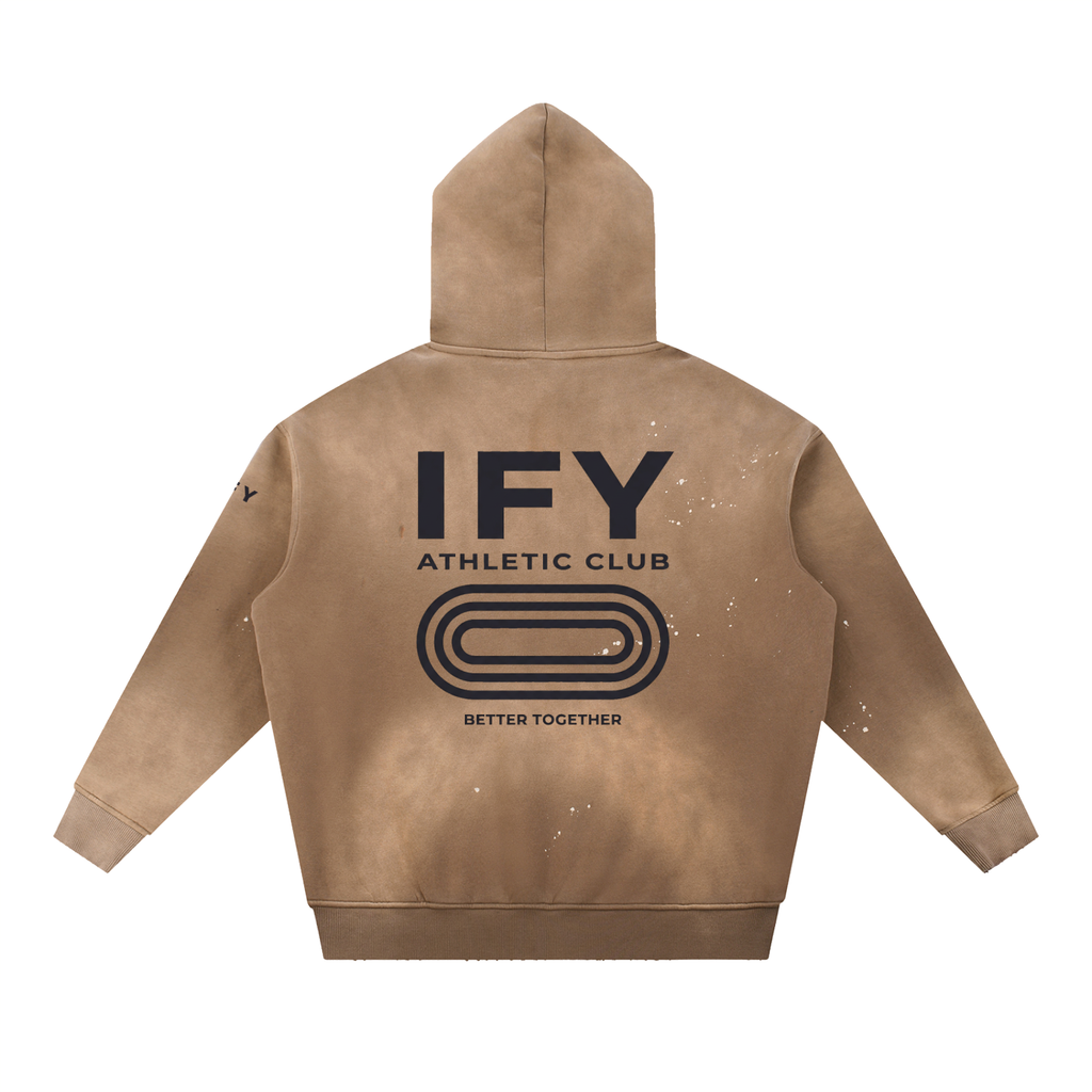 Vintage Washed Frayed Fleece Hoodie