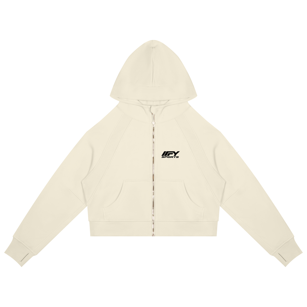 Cropped Zip Hoodie & Wide-Leg Fleece Set