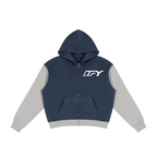 Unisex Color Block Fleece Full Zip Hoodie