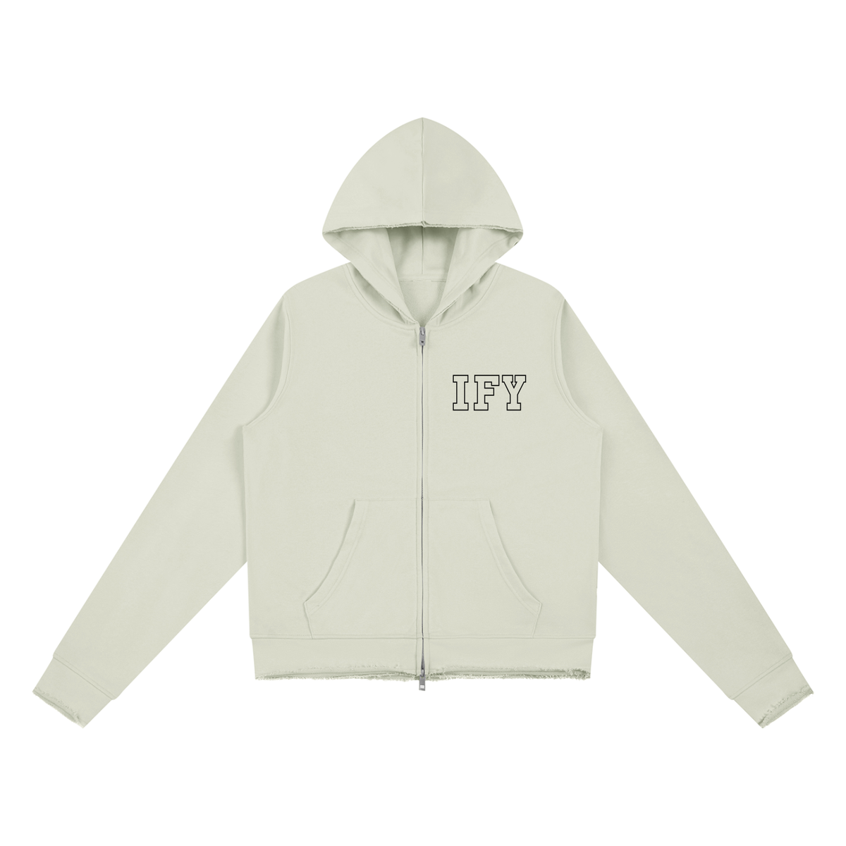 Raw Edge Full Zip Hoodie
