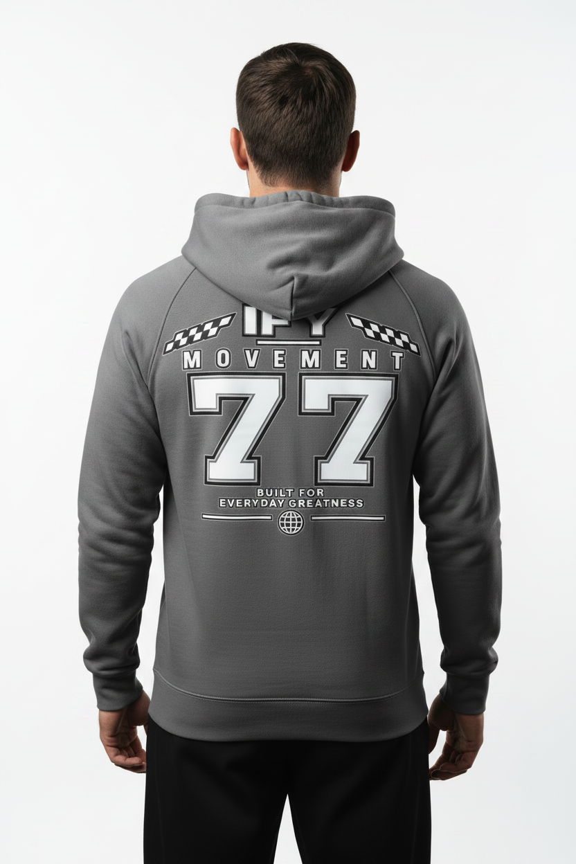Black hoodie shown from the back on a white background