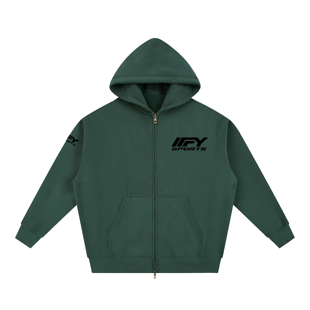 Oversized Two-Way Zip Fleece Hoodie