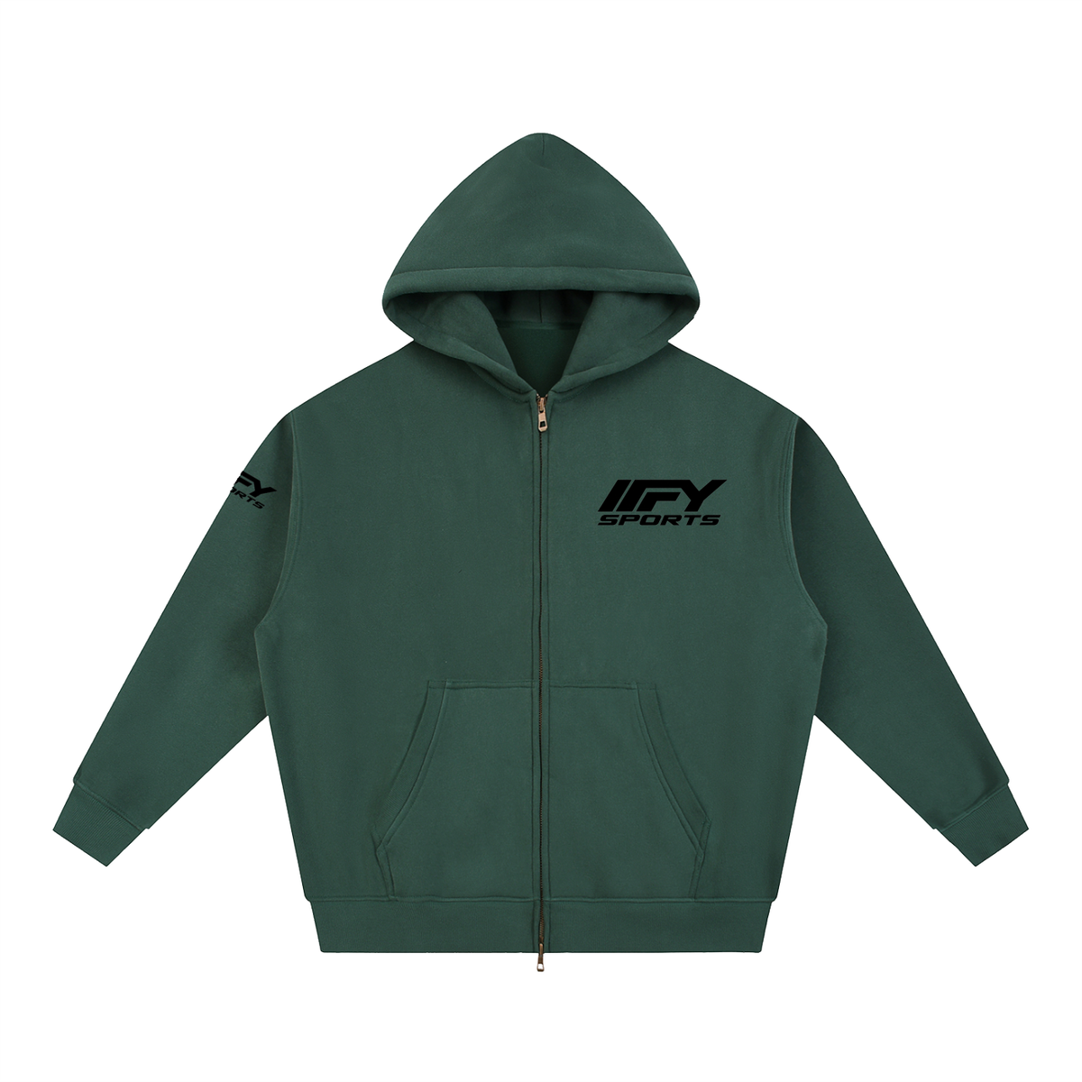 Oversized Two-Way Zip Fleece Hoodie