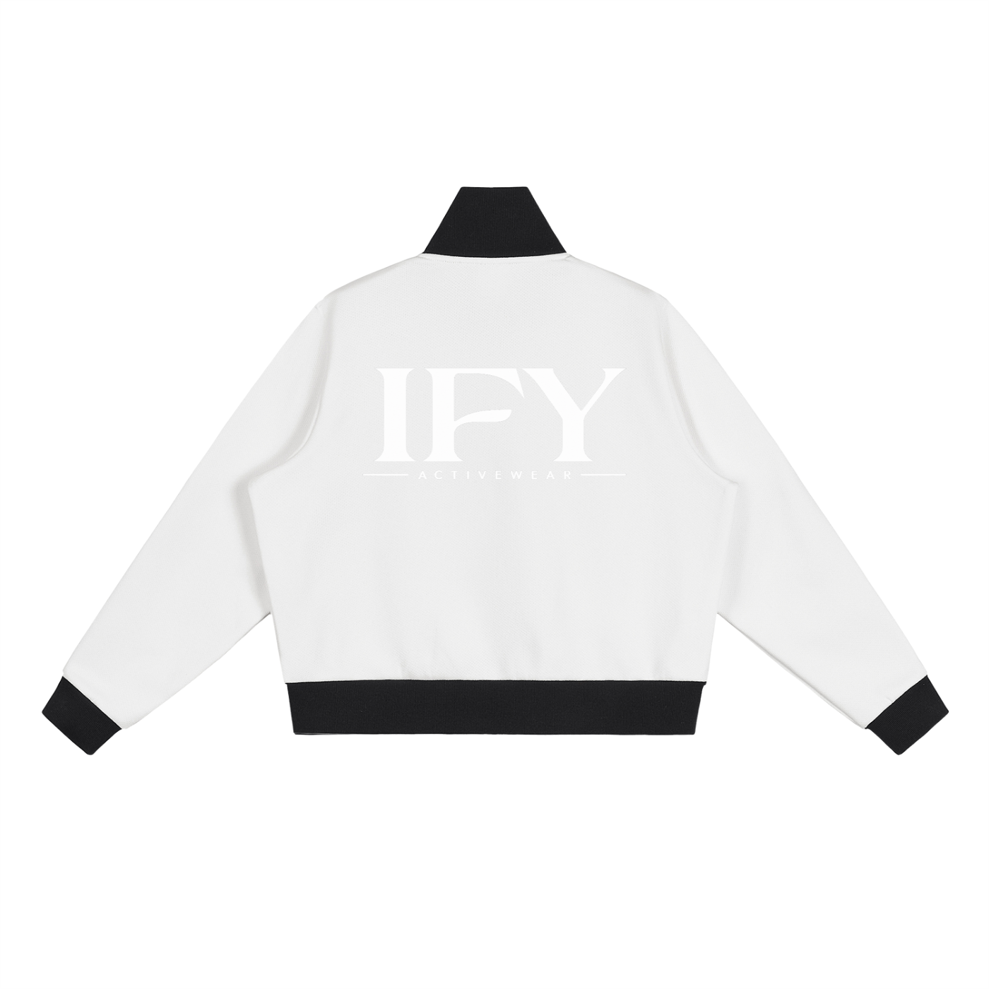 Contrast Side Stripe Fleece Cropped Track Jacket