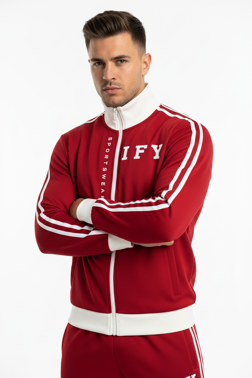Contrast Side Stripe Fleece Track Jacket