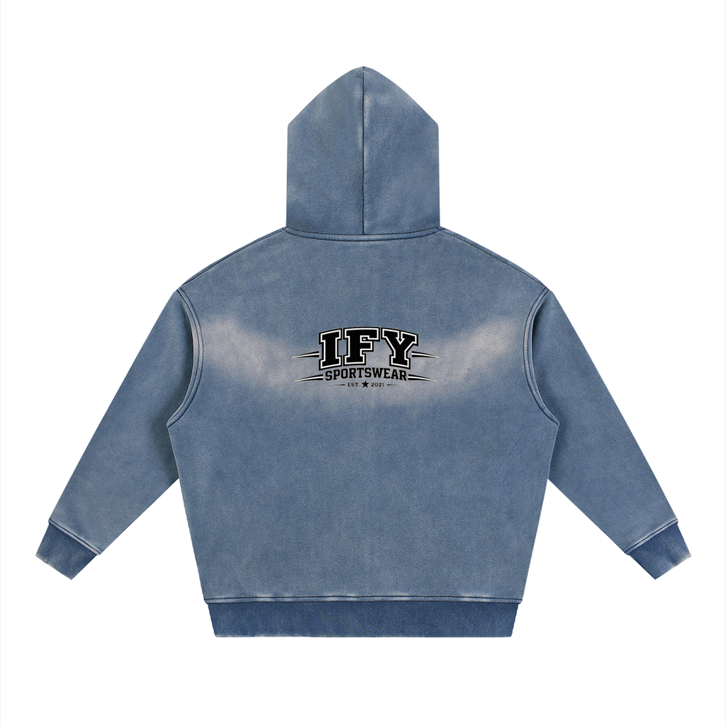 Sunfade Two-way Zipper Boxy Fleece Hoodie