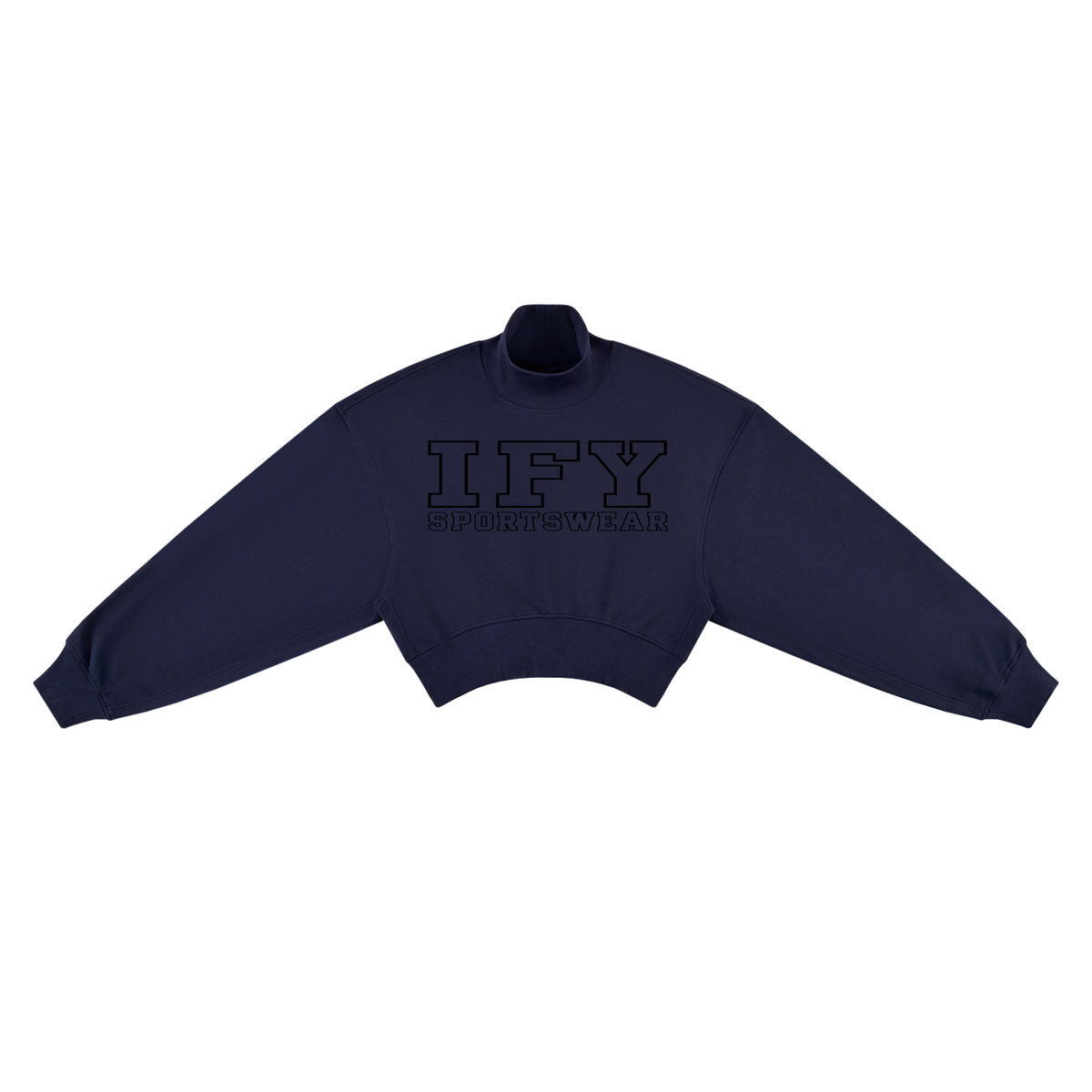 Cropped Mock Neck Lantern Sleeve Sweatshirt