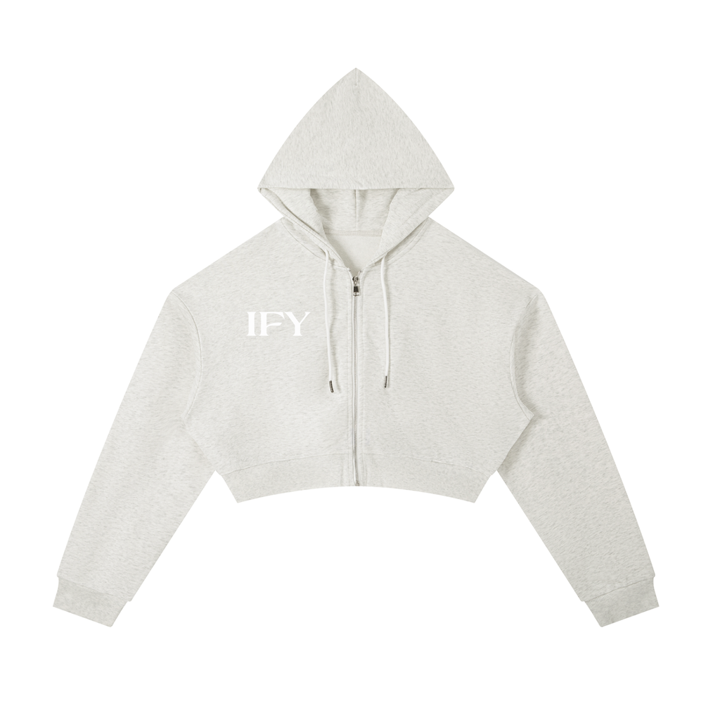 Essential Cropped Zip-Up Hoodie