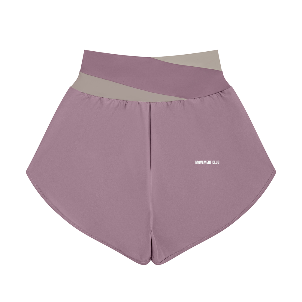 Panelled Crossover-Waist Yoga Shorts