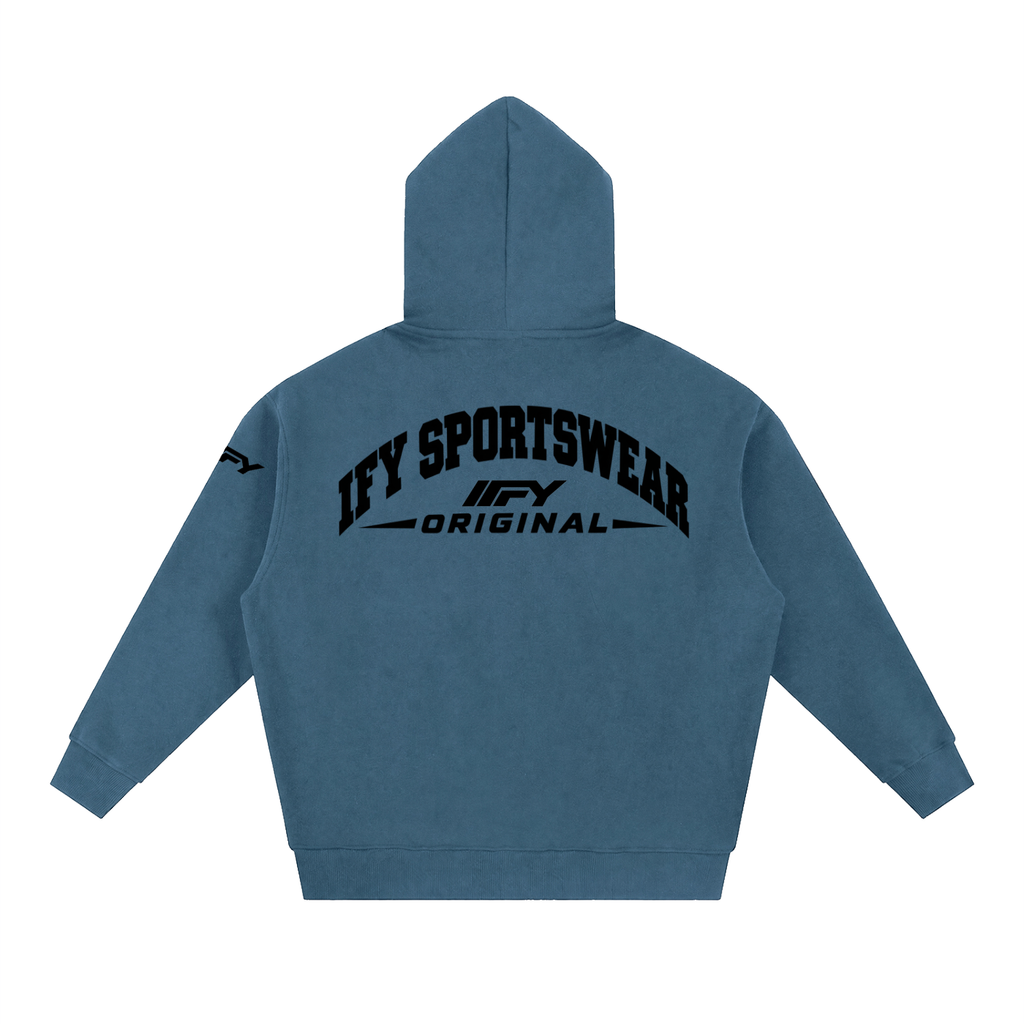 Oversized Two-Way Zip Fleece Hoodie