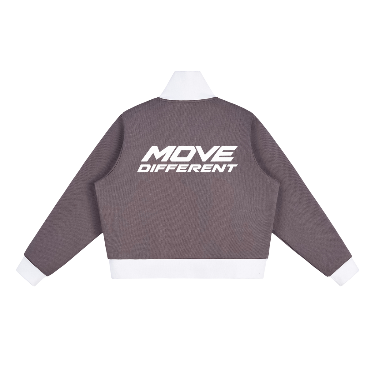 Contrast Side Stripe Fleece Cropped Track Jacket