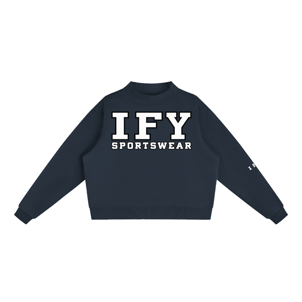 Essential Fleece Mock-Neck Crew Sweatshirt