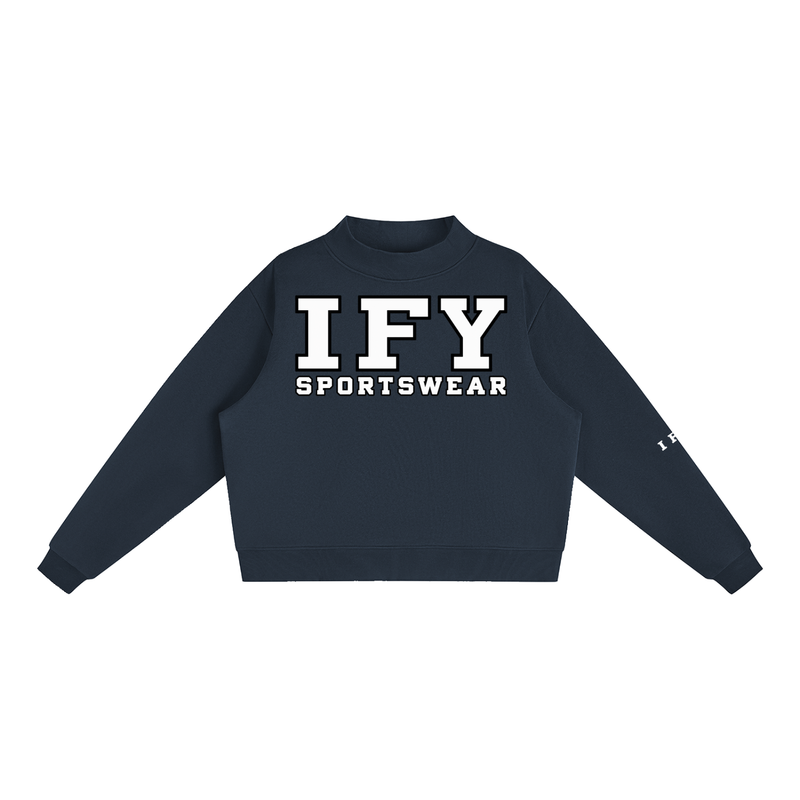Essential Fleece Mock-Neck Crew Sweatshirt