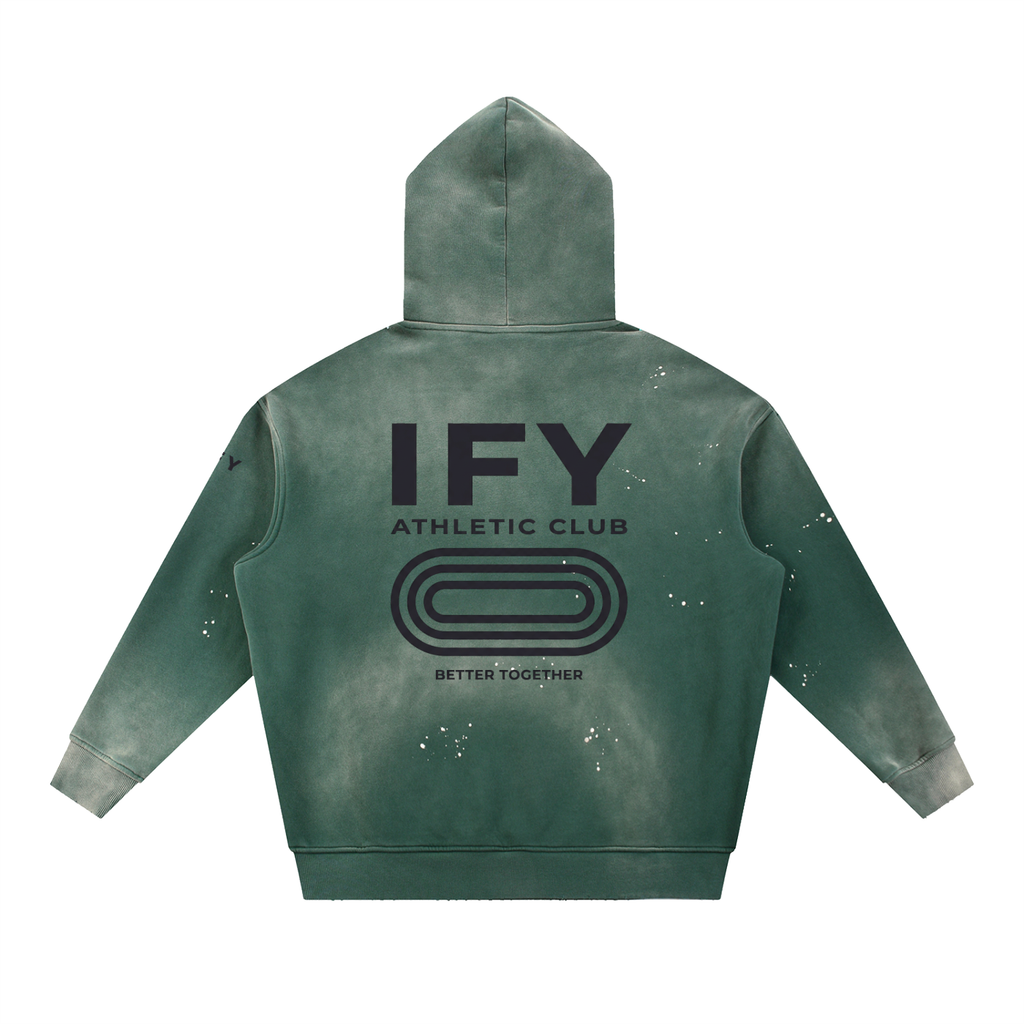 Vintage Washed Frayed Fleece Hoodie