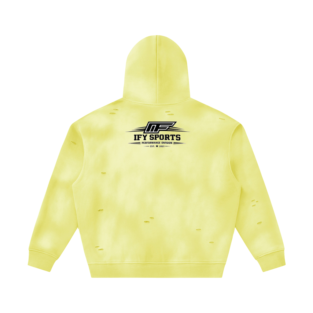 Unisex Sunfade Frayed Fleece Hoodie