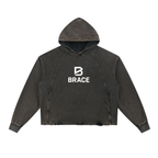 Vintage Washed Frayed-Hem Hoodie - Premium Fleece Gym Hoodie | BRACE