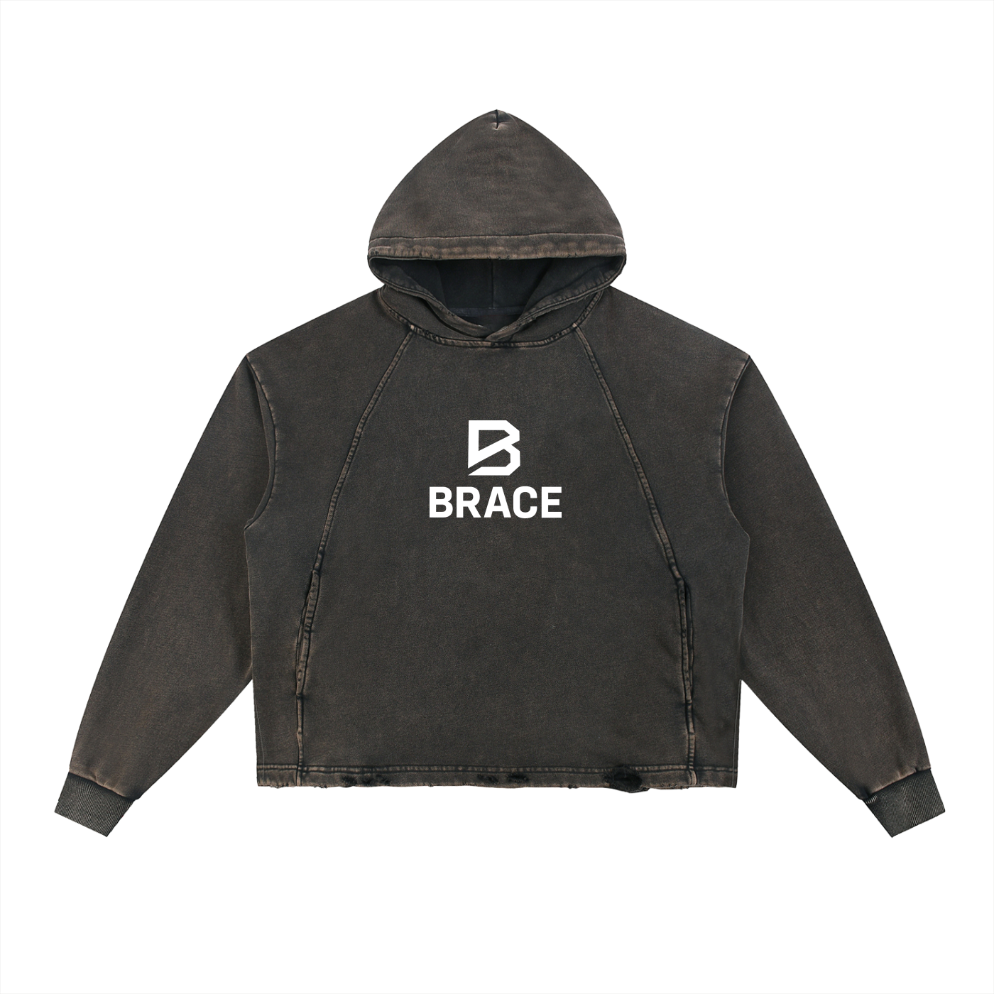Vintage Washed Frayed-Hem Hoodie - Premium Fleece Gym Hoodie | BRACE