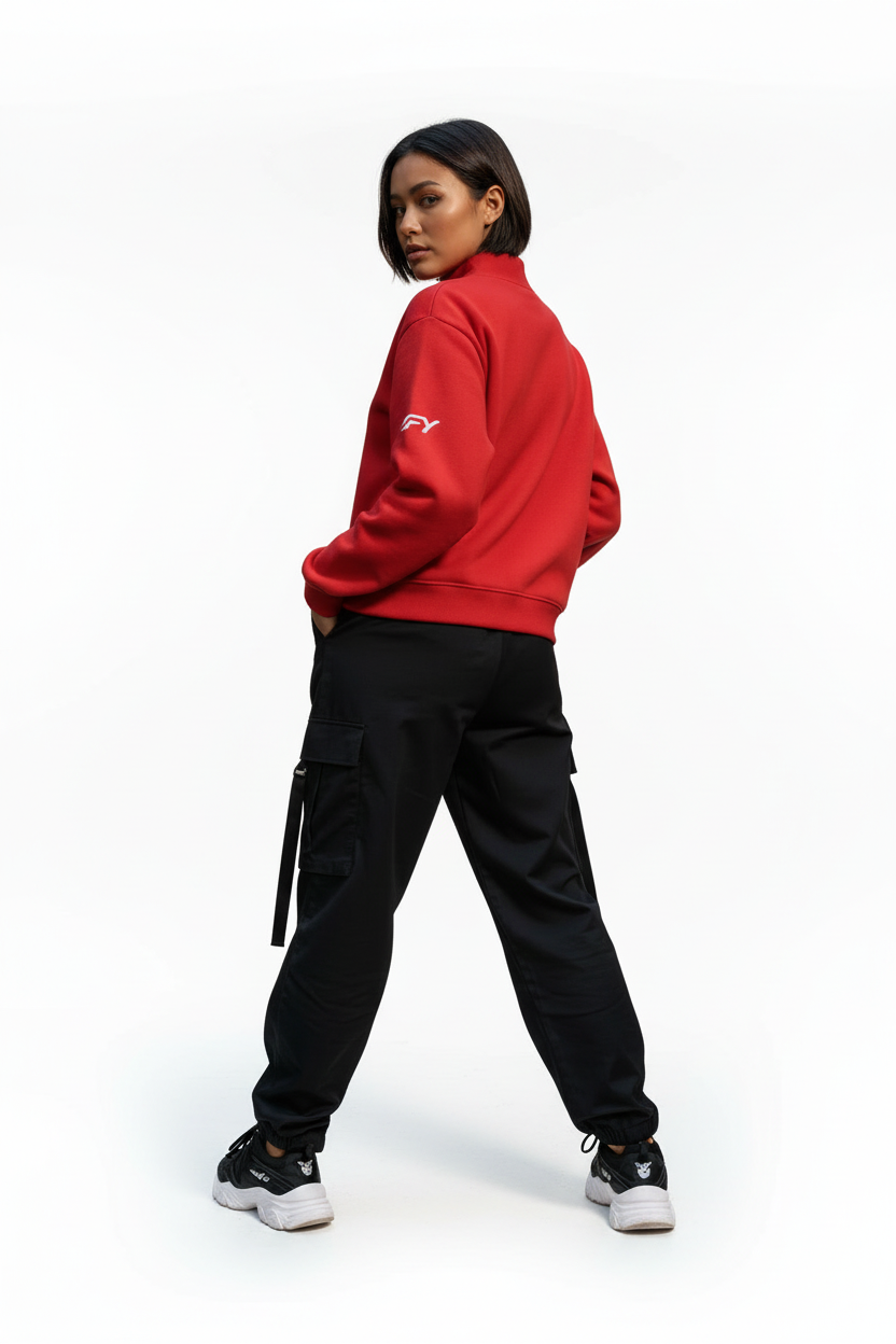 Essential Fleece Mock-Neck Crew Sweatshirt
