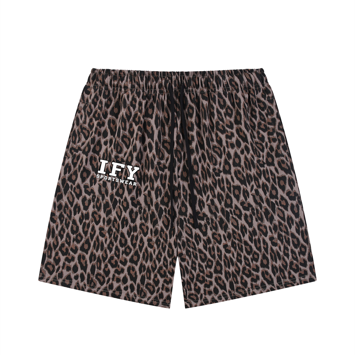 Unisex Heavyweight Leopard Drawstring Shorts