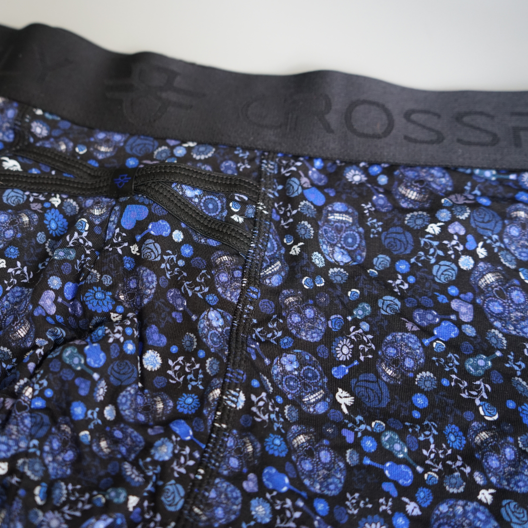 IKON Men's 6" Boxers - Skulls and Heart Blues