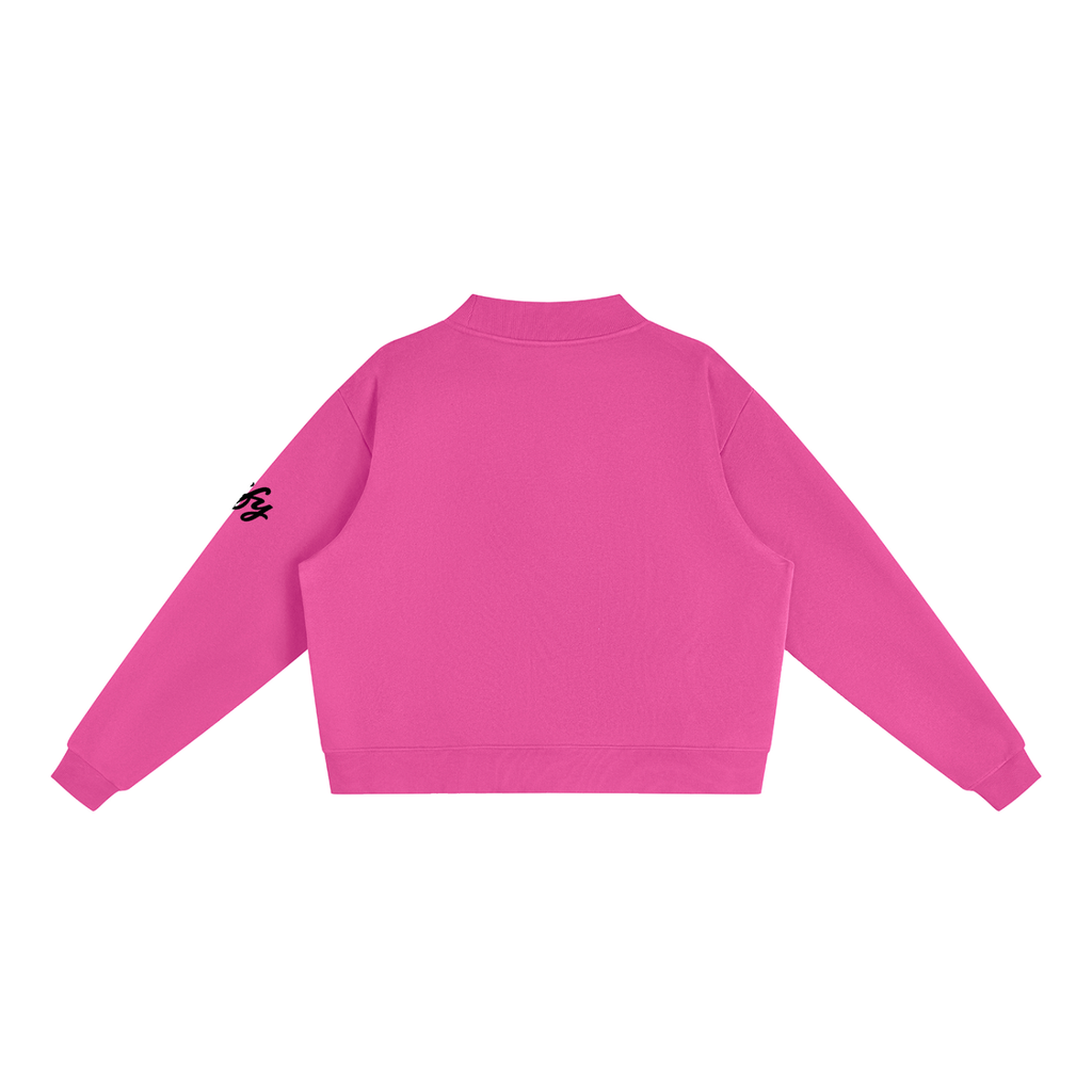 Oversized Mock-Neck Fleece Sweatshirt