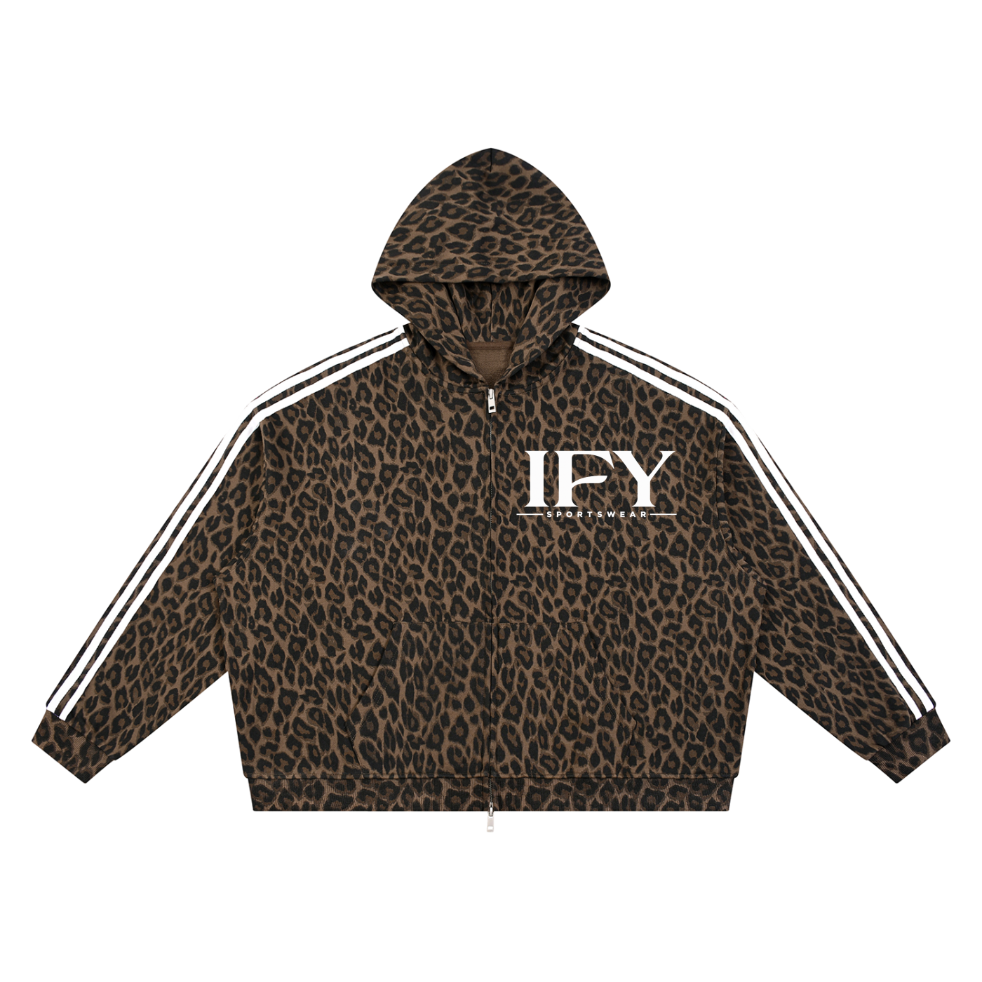 Unisex Leopard Full Zip Hoodie