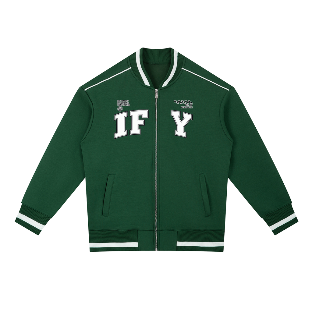Contrast Piping Zip Bomber Jacket