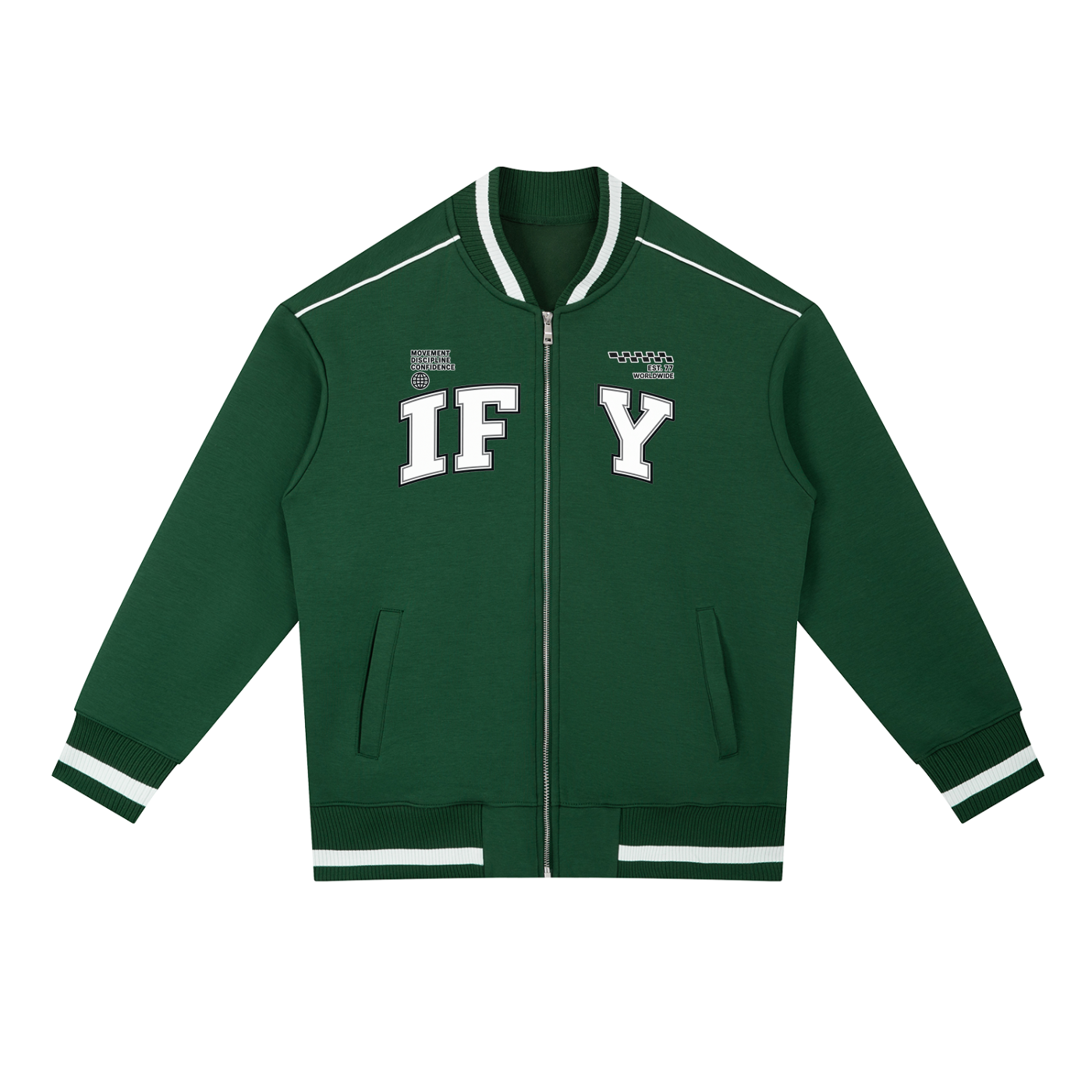 Contrast Piping Zip Bomber Jacket