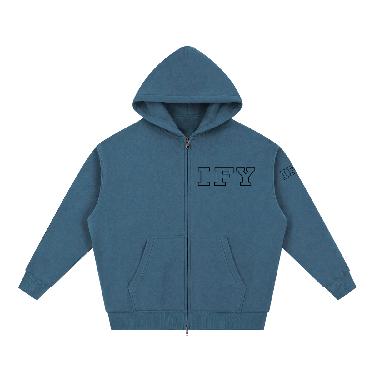 Oversized Two-Way Zip Fleece Hoodie