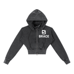 Cropped Fleece Hoodie - Vintage Washed Gym Hoodie | BRACE