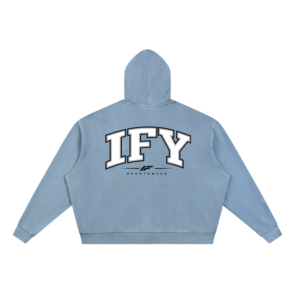 Unisex Vintage Wash Full Zip Boxy Hoodie