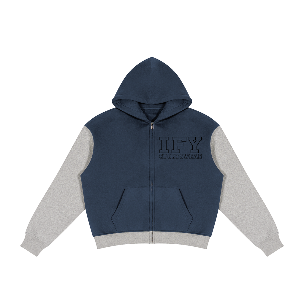Colour Block Fleece Full Zip Hoodie