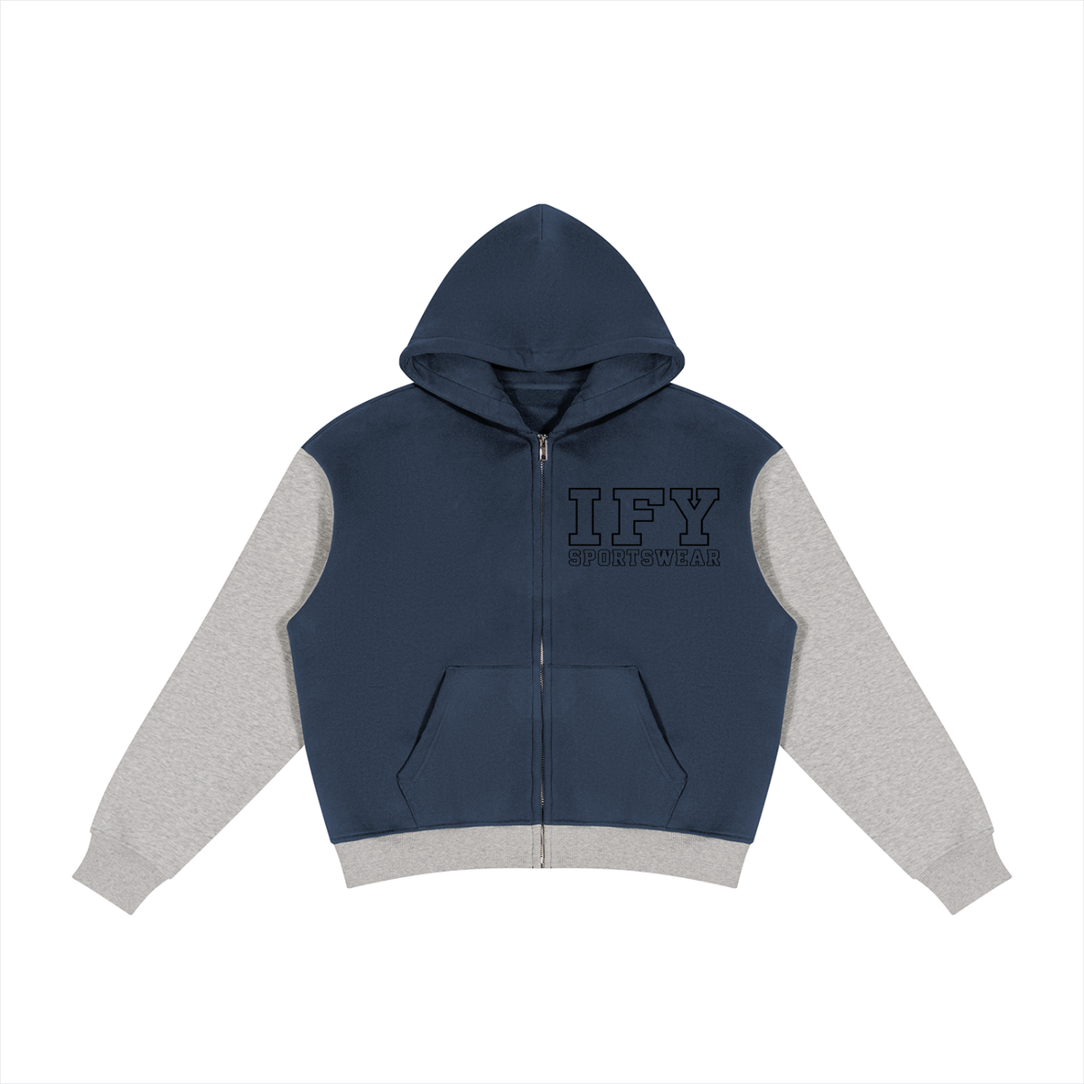 Unisex Colour-Block Fleece Full-Zip Hoodie