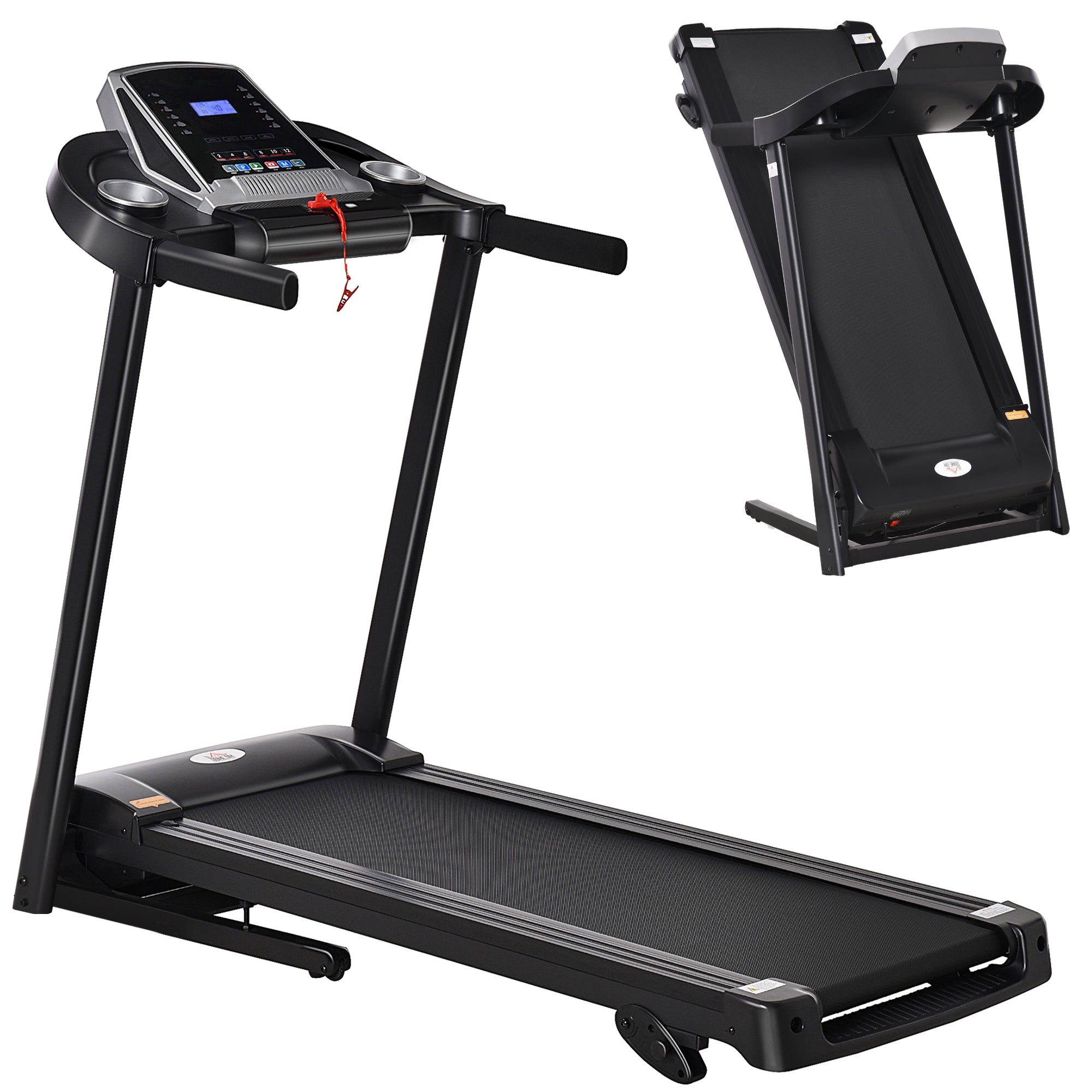 Folding Treadmill, 2.0HP Incline Treadmill Running Machine, 12.8 Km/h, With LED Display, Manual Incline, 12 Preset Programs, Drink & Phone Holder For Home Gym Fitness - IFY Sports