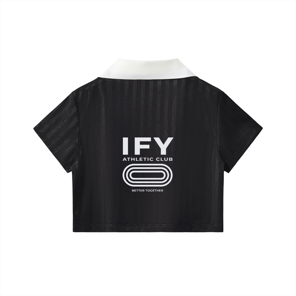 Cropped Jersey with Contrast Collar