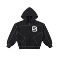 Contrast-Stitched Zip Hoodie - Boxy Fleece Gym Hoodie | BRACE