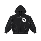 Contrast-Stitched Zip Hoodie - Boxy Fleece Gym Hoodie | BRACE