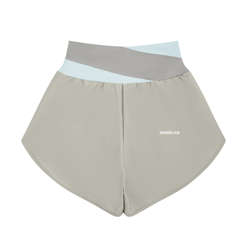 Panelled Crossover-Waist Yoga Shorts