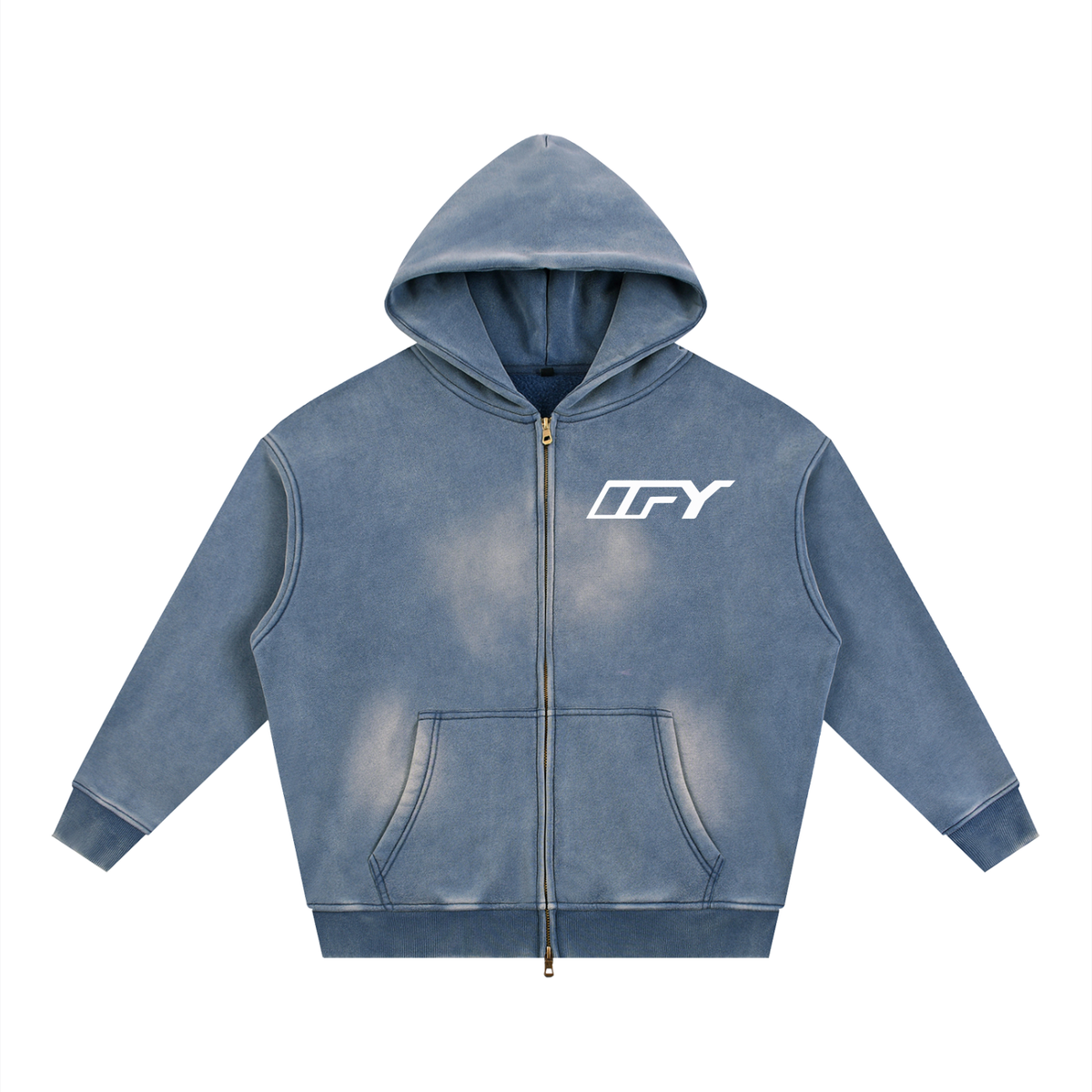 Sunfade Two-way Zipper Boxy Fleece Hoodie