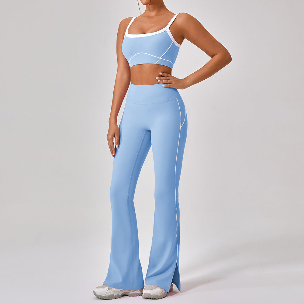 Outdoor Sports Yoga Suits Women's Spaghetti Strap Contrast Color Fitness Set Outfits - IFY Sports