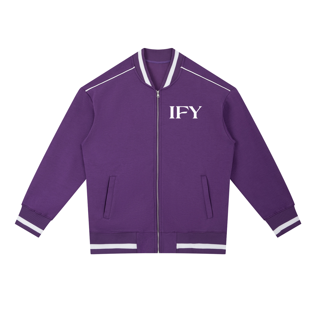 Contrast Piping Zip Bomber Jacket