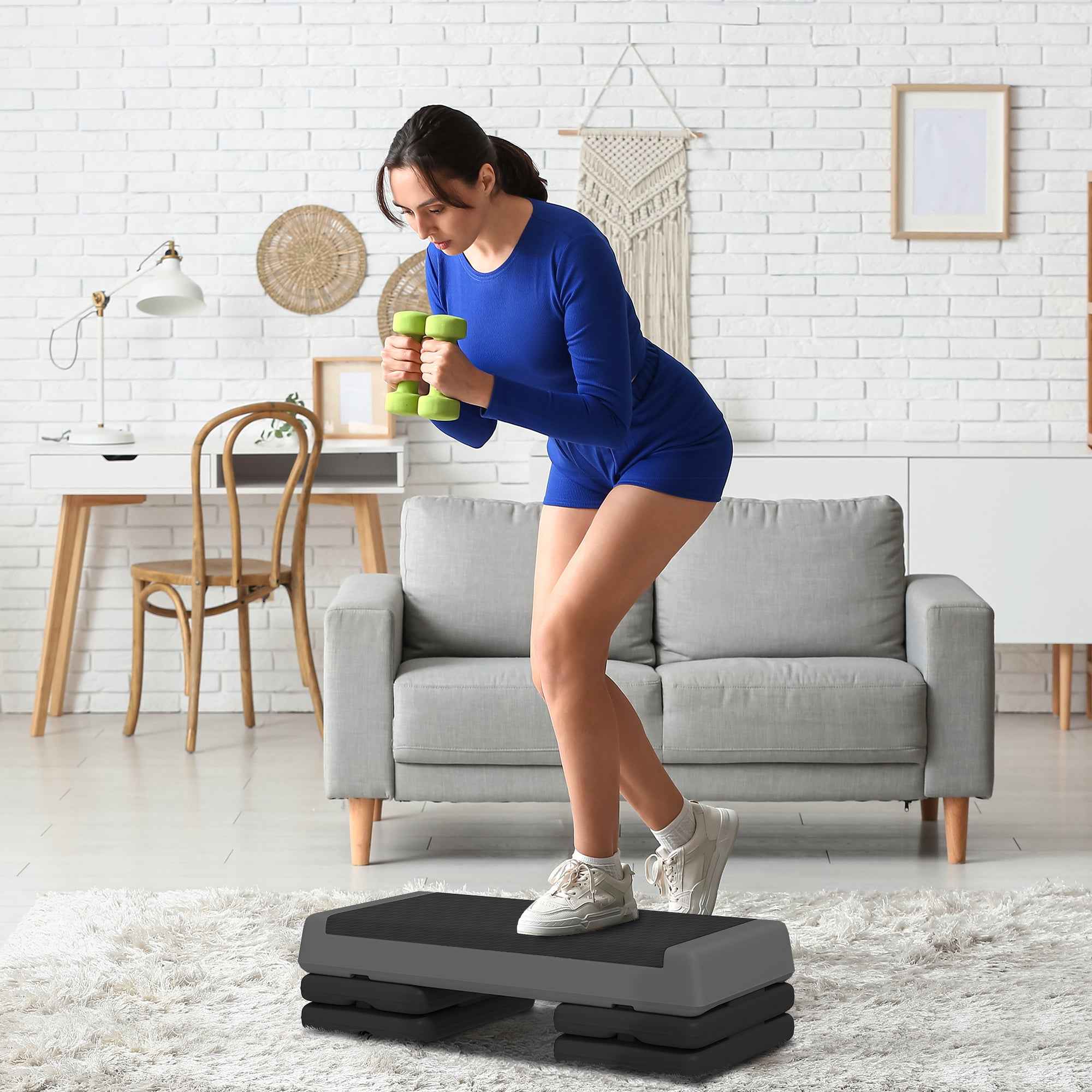 SPORTNOW Adjustable Fitness Stepper, With Non-Slip Surface, For Home, Gym, Office Workout, Grey