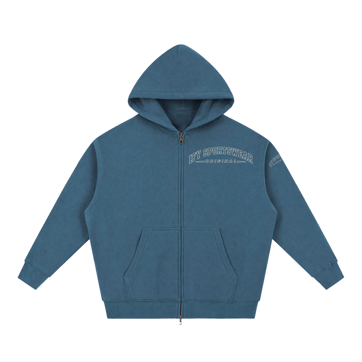 Oversized Two-Way Zip Fleece Hoodie